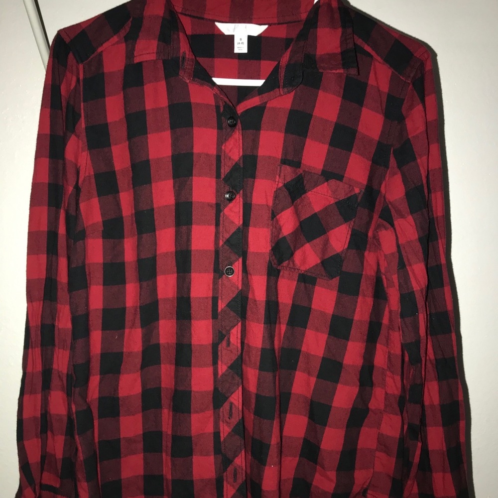 Time And Tru Plaid Button Front Shirt